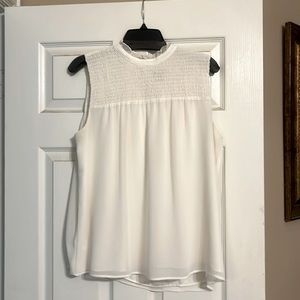 Ann Taylor smocked ivory blouse. Size Large Petite. Like new!